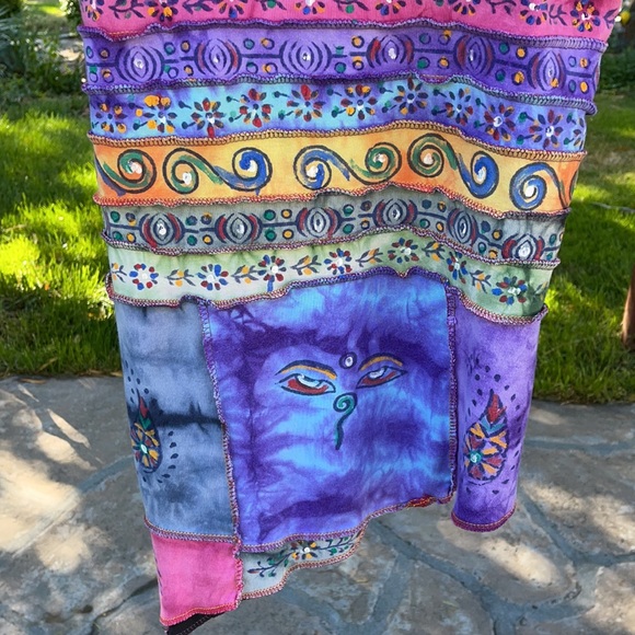 🌺 COLORFUL 100% Cotton Tank Made in Nepal Sz. S! - Picture 3 of 8